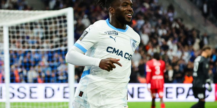Jonathan Rowe celebrates third Ligue 1 goal for Marseille