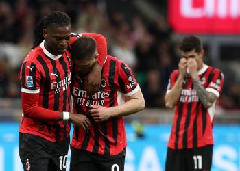Rafael Leao and Luka Jovic after AC Milan lose to Atalanta in Serie A