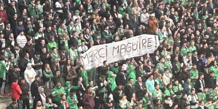 Saint-Etienne fans thank Harry Maguire of Man Utd