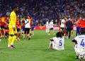 France's Aurelien Tchouameni, Mike Maignan, Jules Kounde and Dayot Upamecano after losing to Spain in the Euro 2024 semi-final (Reuters)