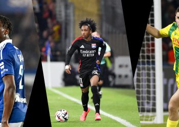 Strasbourg's Dilane Bakwa, OL's Malick Fofana and Nantes' Matthis Abline could all leave Ligue 1 this summer (Imagn)