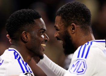 Lyon's Ernest Nuamah and Ainsley Maitland-Niles (Reuters)