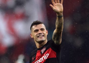 Granit Xhaka waves to fans (Reuters)