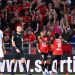 Ludovic Blas celebrates with teammates during the Ligue 1 match between Stade Rennais FC and Olympique de Marseille (Imagn)