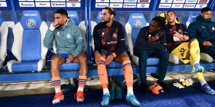 Adrien Rabiot (centre) and Jonathan Rowe (to his right) have been placed on the transfer market by OM (Imagn).
