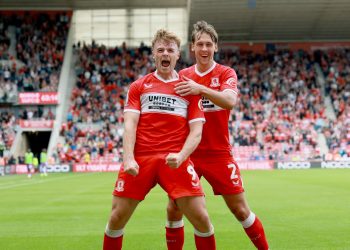 Middlesbrough's Tommy Conway and Callum Brittain (Imagn)