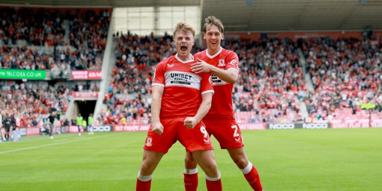 Middlesbrough's Tommy Conway and Callum Brittain (Imagn)