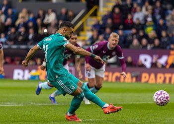 Salah scores a last-minute penalty vs Burnley (Reuters)