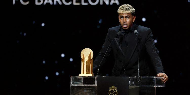 Lamine Yamal has won the 2025 Men's Kopa Trophy (Reuters)