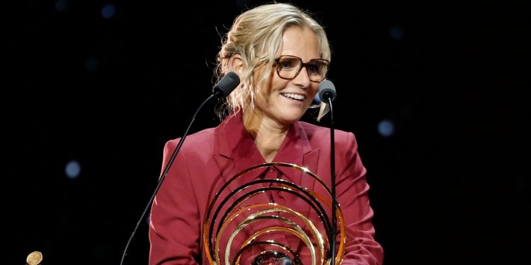 Sarina Wiegman receives the Women's Johan Cruyff Award (Reuters)