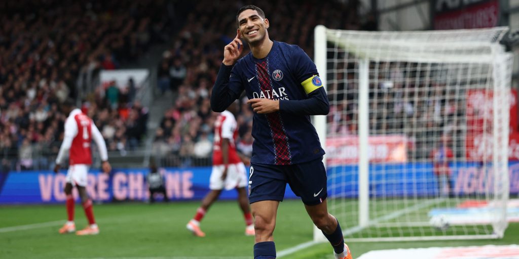 Achraf Hakimi scored his first two goals of the 2025–26 season against Brest (Reuters)