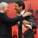 Benfica coach Jose Mourinho and president Rui Costa embrace during the press conference (Reuters)