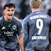 Can Uzun celebrating a goal with Frankfurt striker Jonathan Burkardt (Imagn)