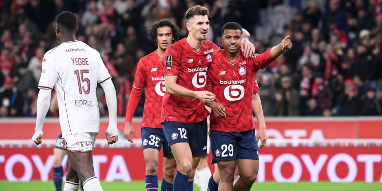 Lille's Hamza Igamane scored his fourth goal of the Ligue 1 season in his team's victory over Metz (Imagn)