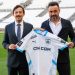 Marseille president Pablo Longoria and Roberto De Zerbi during the Italian coach's presentation in 2024 (Imagn)